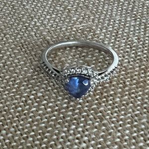 Tanzanite and Diamonds 925 Silver Ring Size 6 1/2